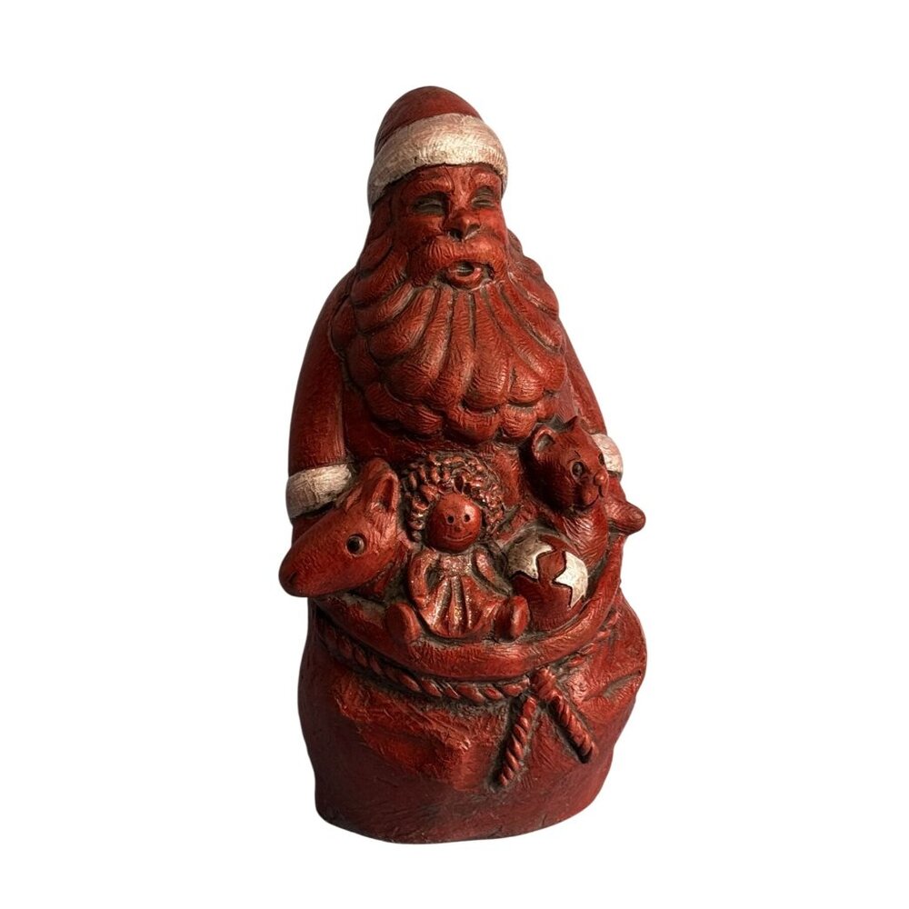 Isabel Bloom Santa Claus Concrete Sculpture 8.5" Red Folk Art Holiday Décor